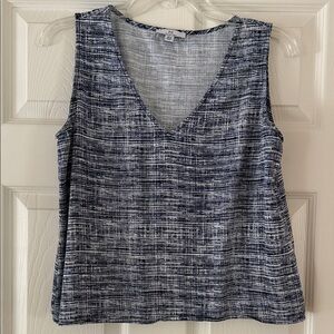 Halston Blue and White Sleeveless Blouse